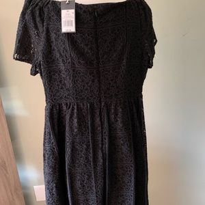 Lace overlay black mini dress